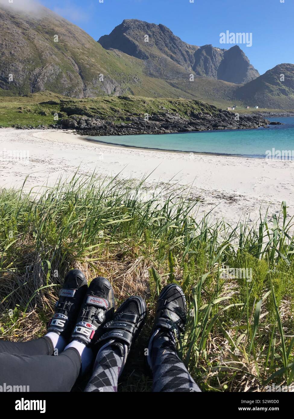 Godendo della vista, Bo in Vesteralen, Norvegia Foto Stock