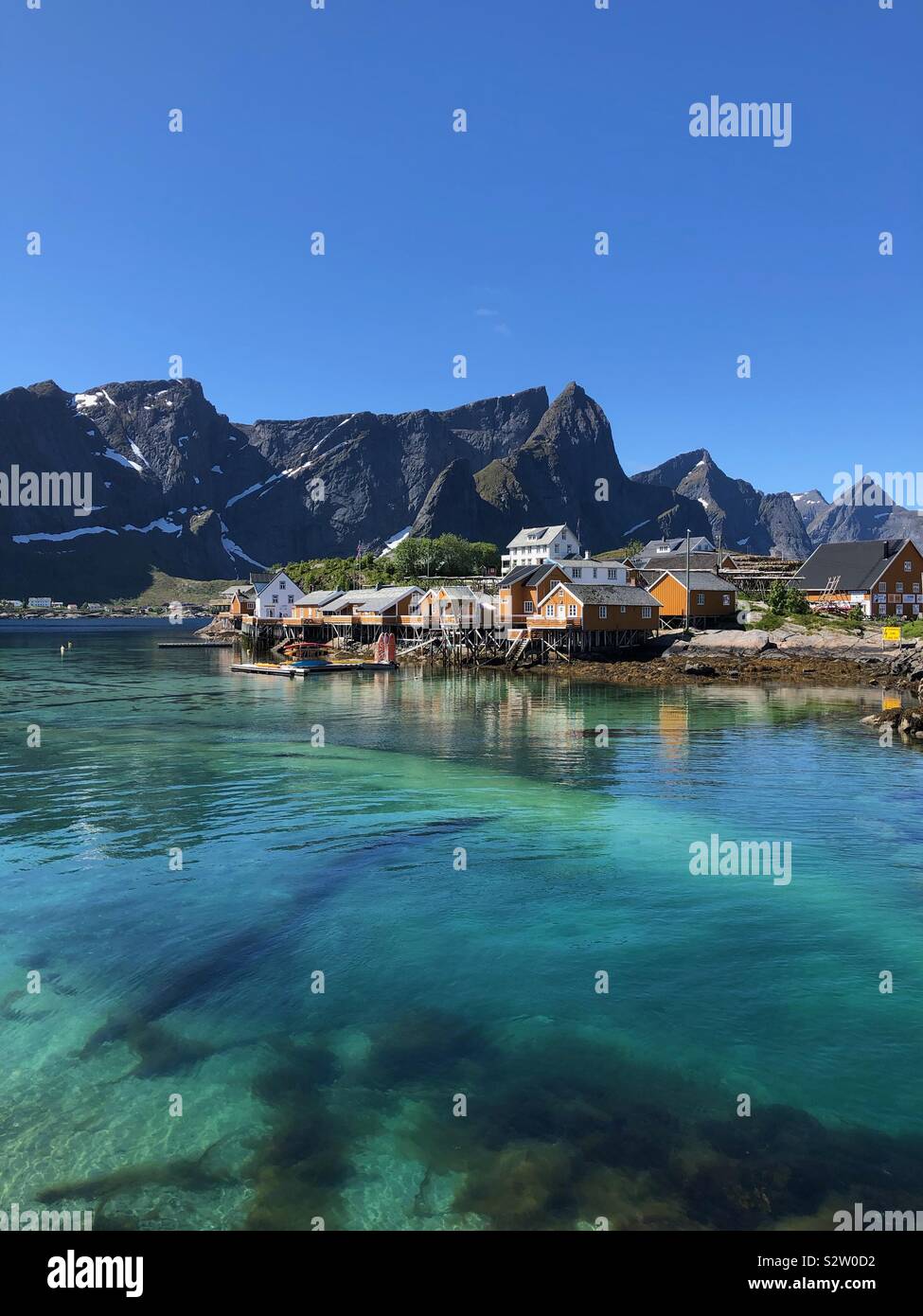 Hamnoy nelle Isole Lofoten in Norvegia. Foto Stock