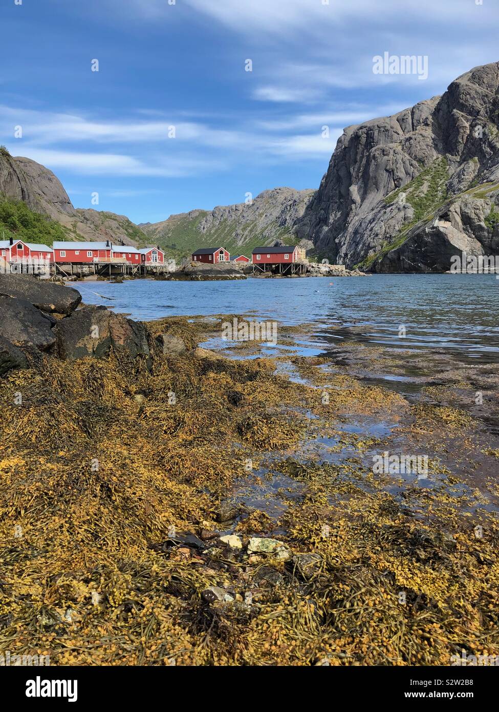 Nusfjord, Isole Lofoten in Norvegia Foto Stock