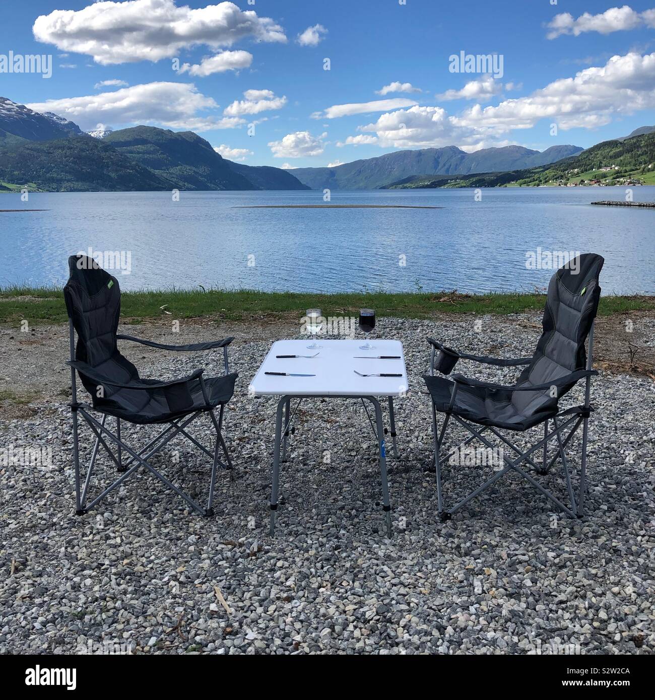 Tavolo con vista, Norvegia Foto Stock
