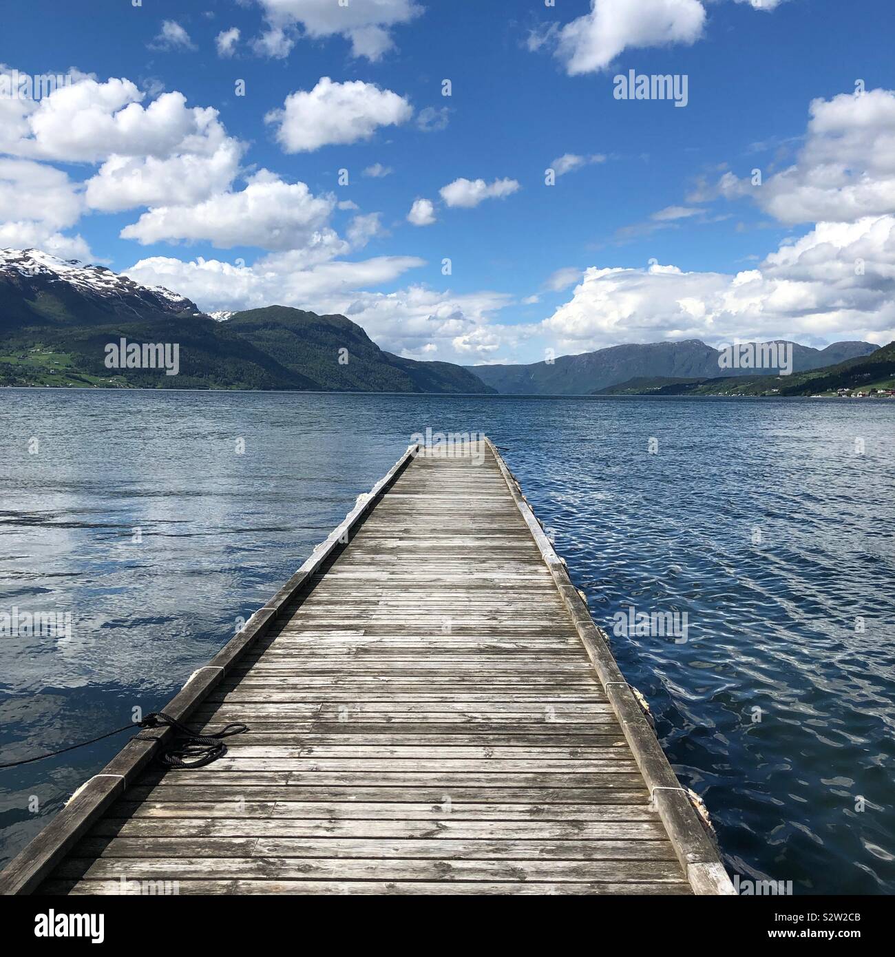 Fase di atterraggio su un fiordo norvegese. Foto Stock