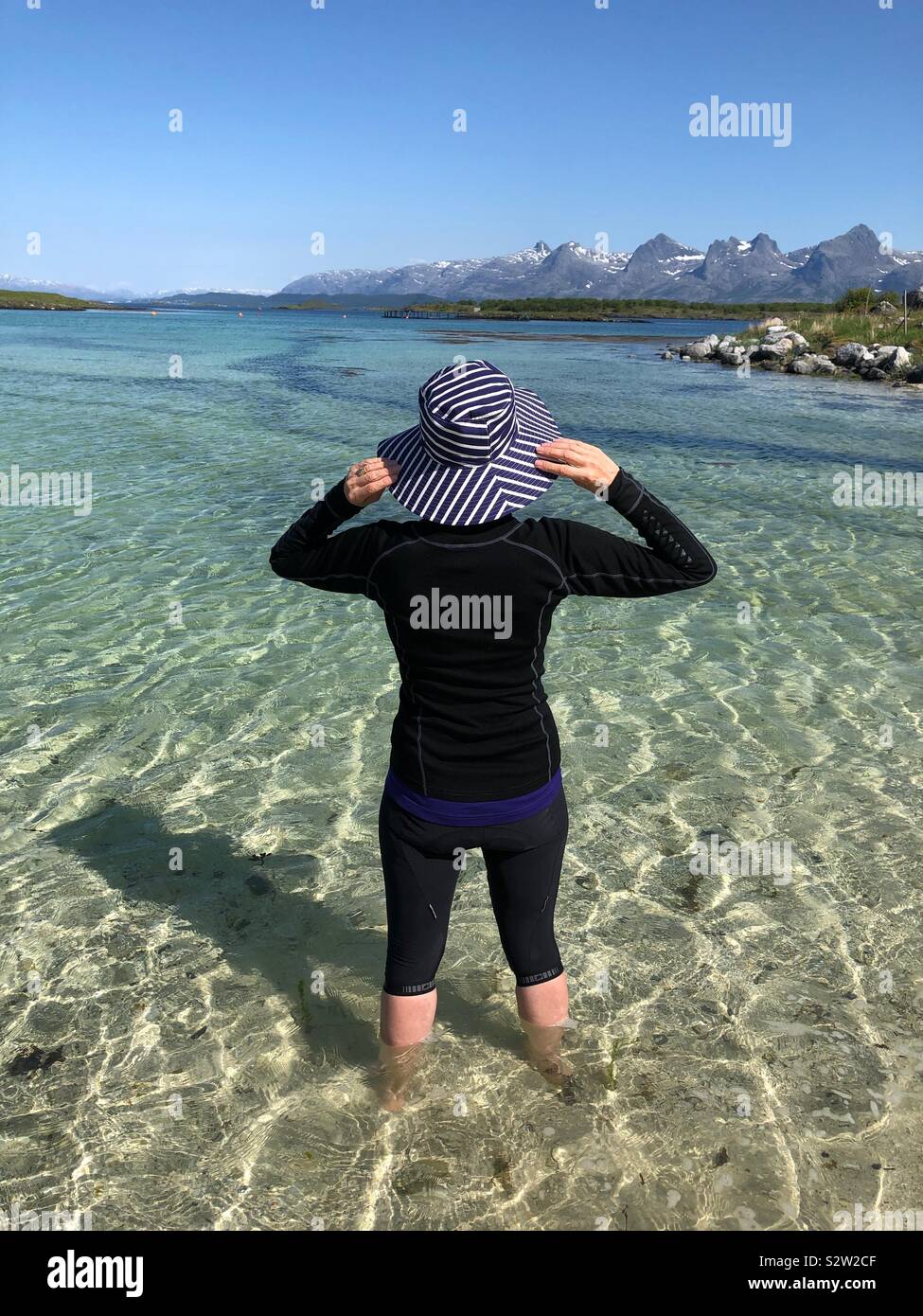Un estate tuffo, Heroy Isola, Norvegia Foto Stock