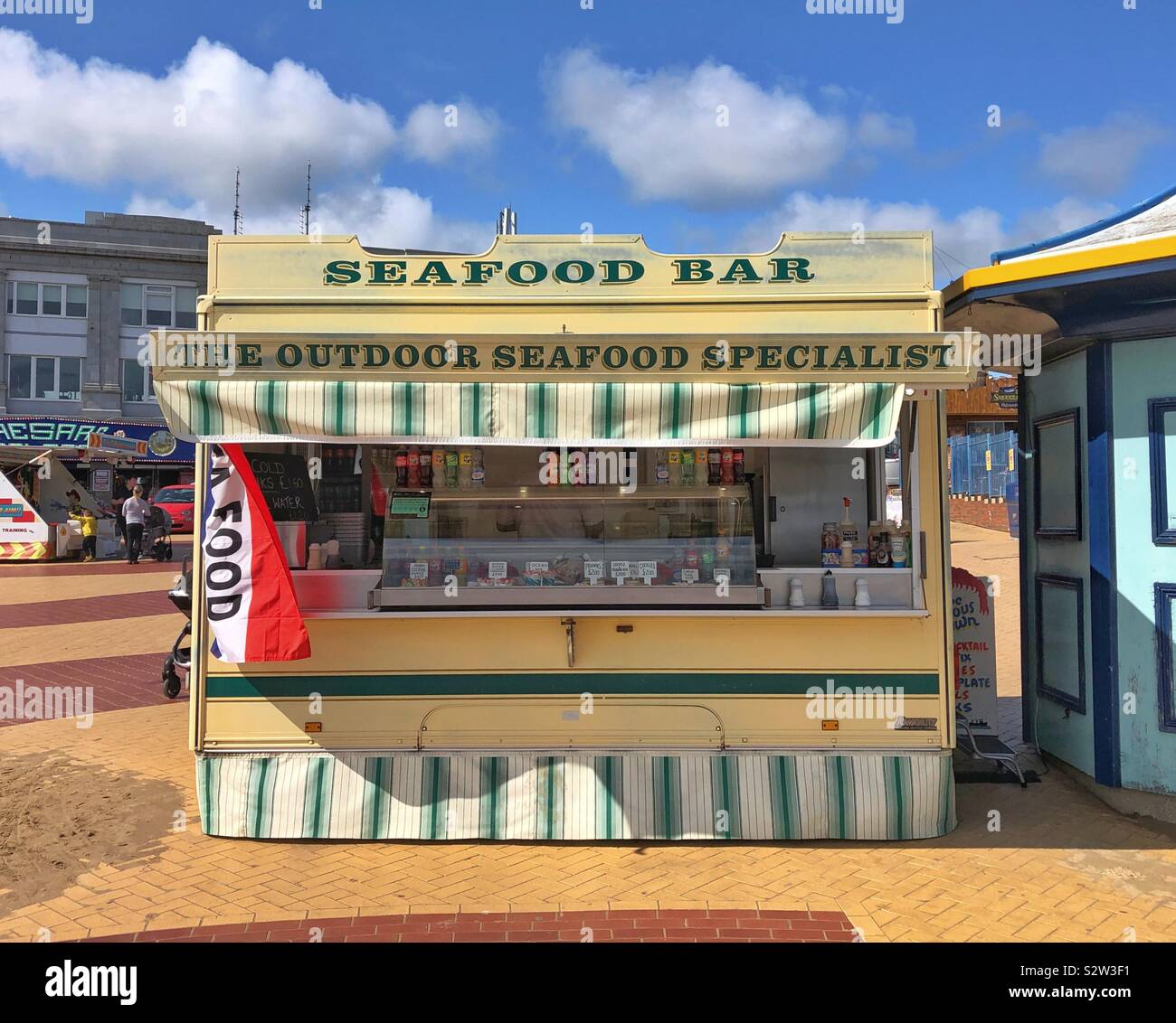 Seafood bar, Barry Island, nel Galles del Sud. Foto Stock
