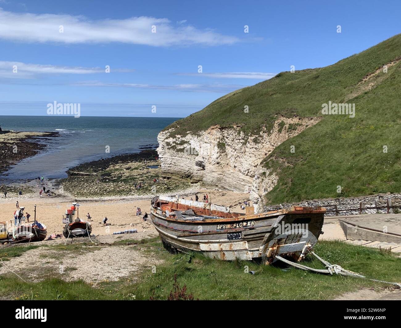 A nord di atterraggio in spiaggia Flamborough Foto Stock