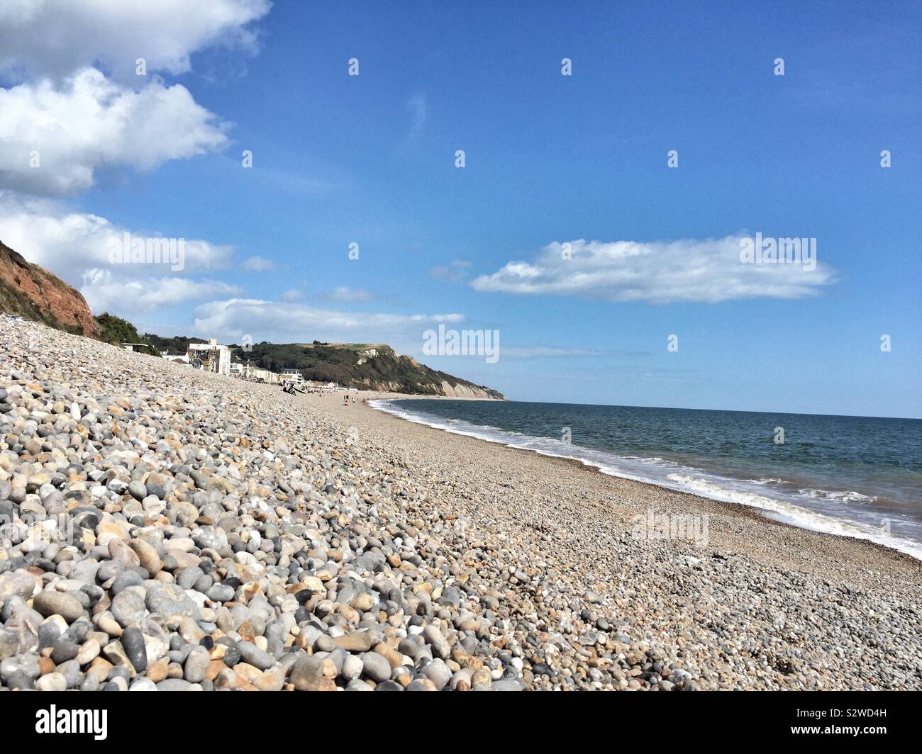 Spiaggia di ciottoli a Seaton, Devon, Regno Unito Foto Stock