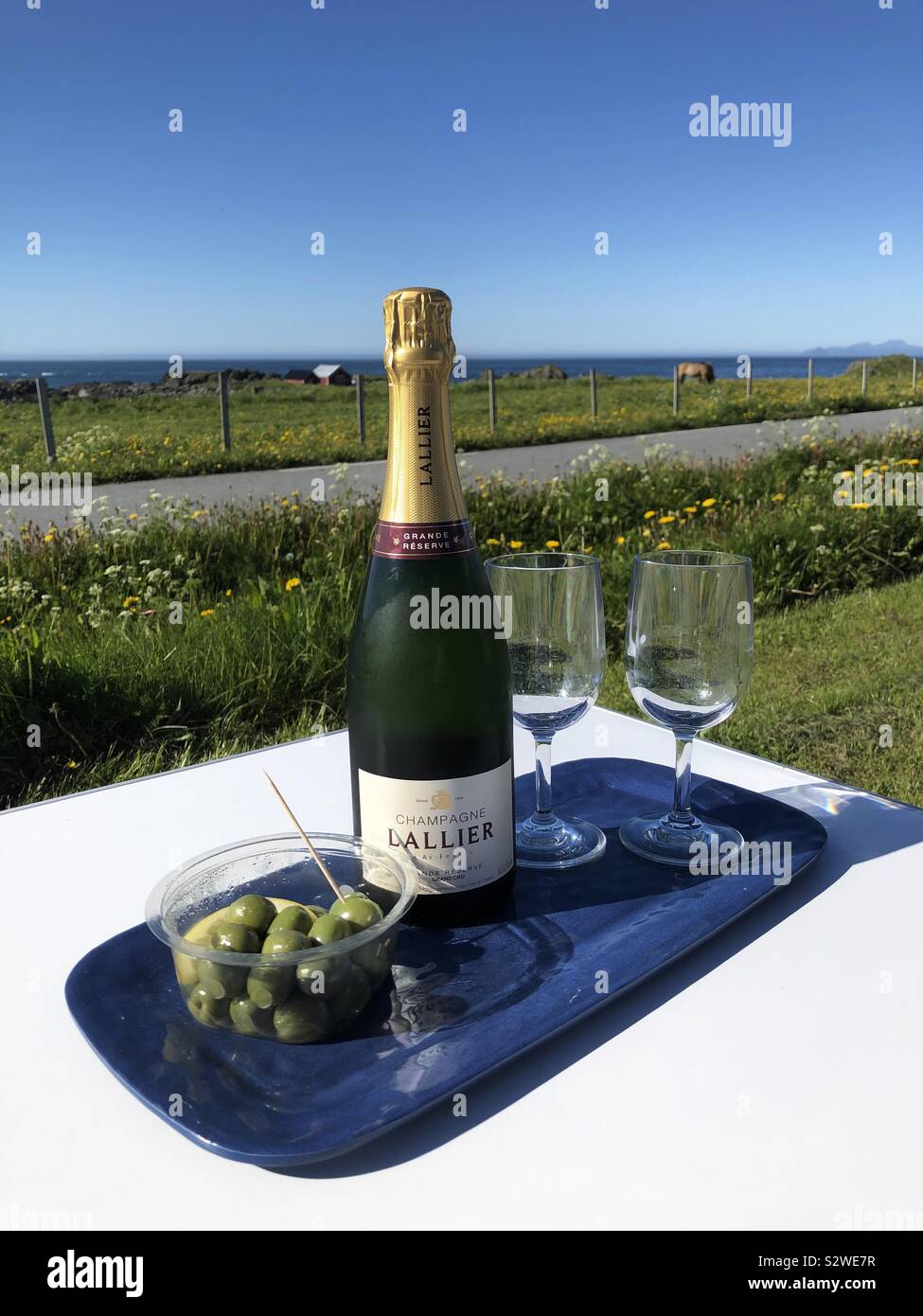 Pomeriggio tratta, Gimsoya, Isole Lofoten in Norvegia Foto Stock