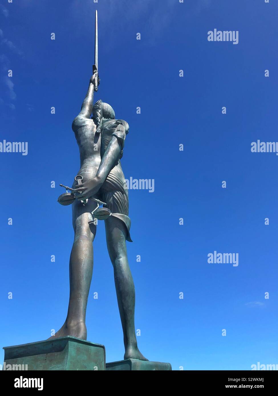 Verity- scultura di Damien Hirst in Ilfracombe Harbour. Foto Stock