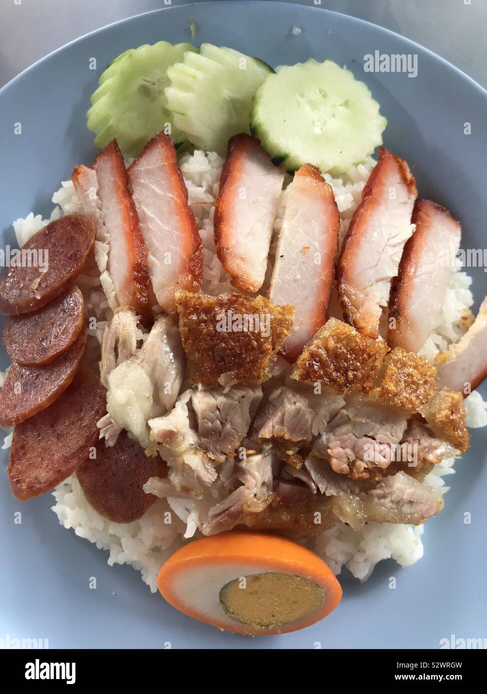 La carne di maiale riso, Thailandia Foto Stock