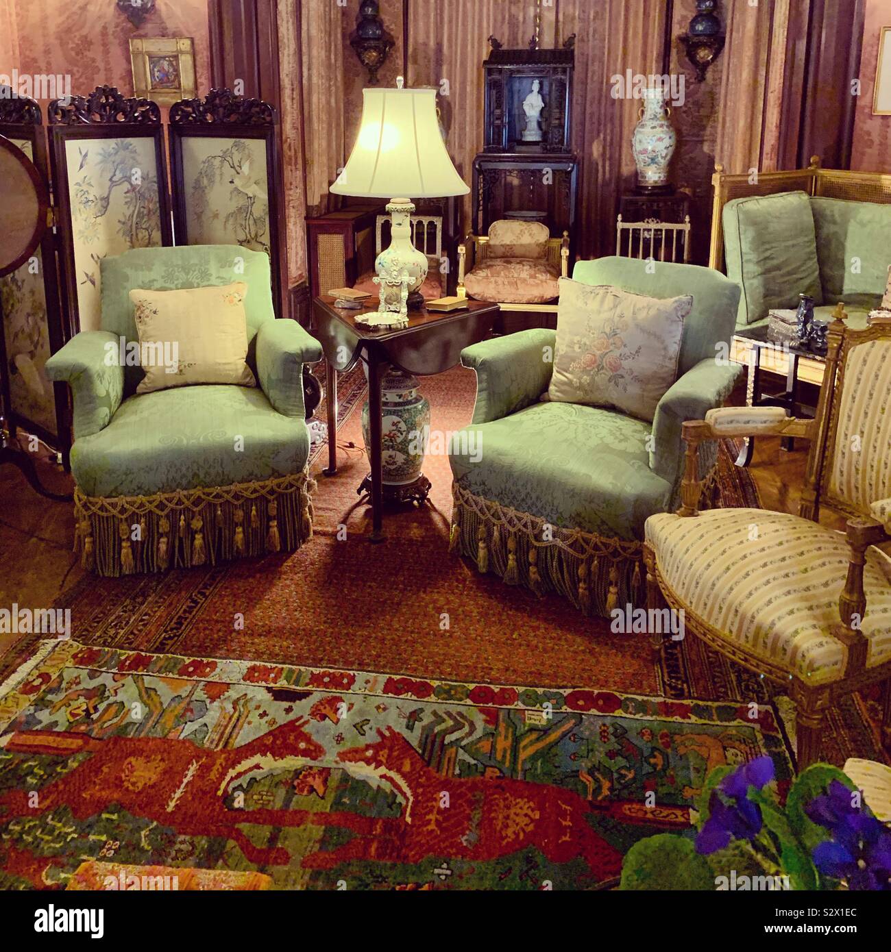 Dettagli interni, Kingscote, Newport, Rhode Island, Stati Uniti Foto Stock