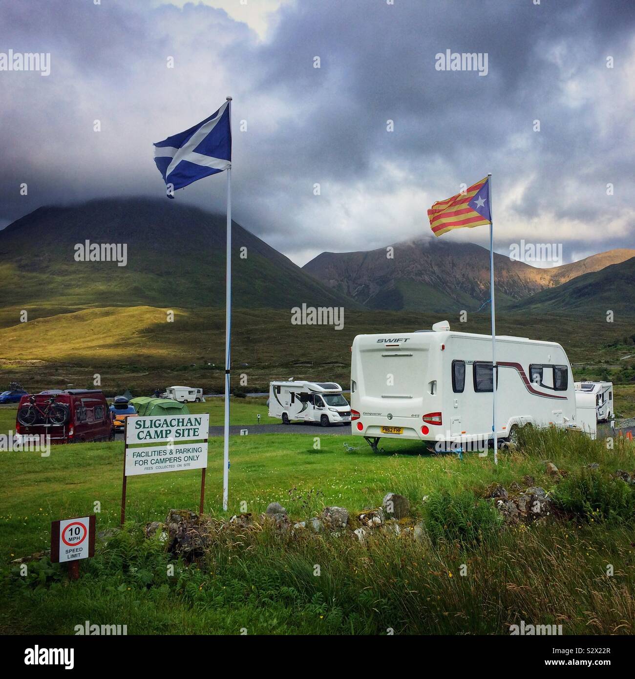 Sligachan campeggio in Isola di Skye in Scozia Foto Stock