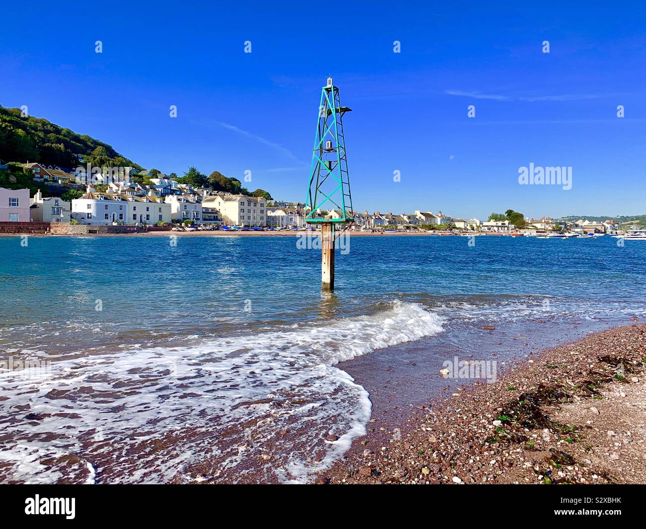 Spiaggia di inglese presso la foce del fiume Teign - Immagine stock catturata con smartphone