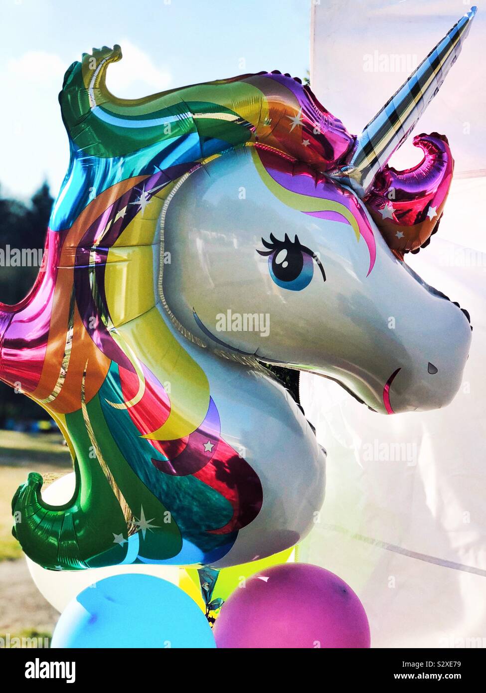 Unicorn palloncino elio Foto Stock