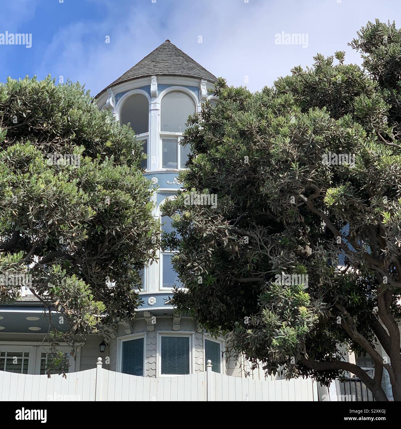 In stile vittoriano home affacciato sulla spiaggia, Manhattan Beach, California, Stati Uniti Foto Stock