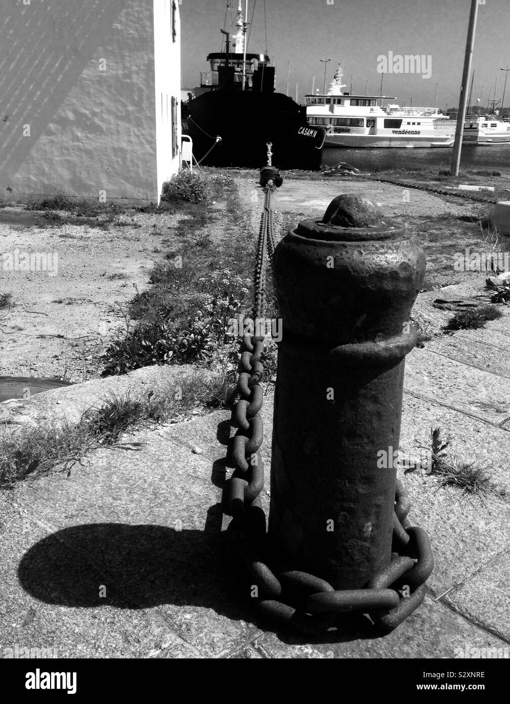 Il molo del porto sulla isola di Yeu, Francia Foto Stock