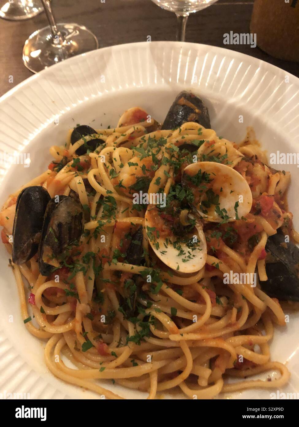 Seafood Linguini Foto Stock