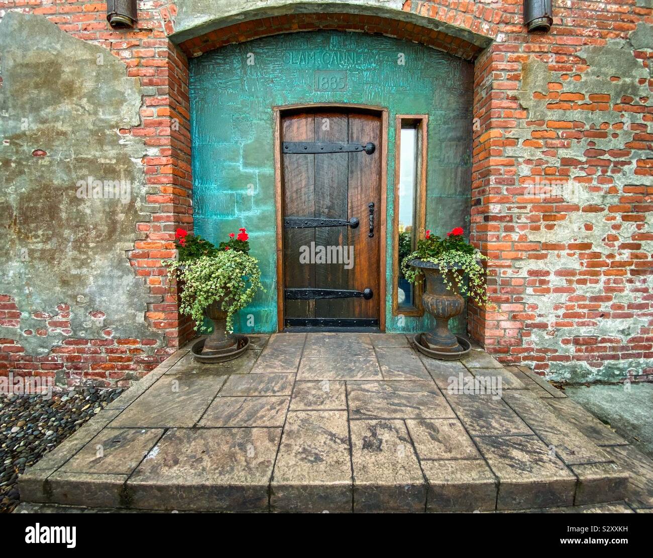 Porta della storica Clam Cannery in Port Townsend, nello Stato di Washington, USA Foto Stock