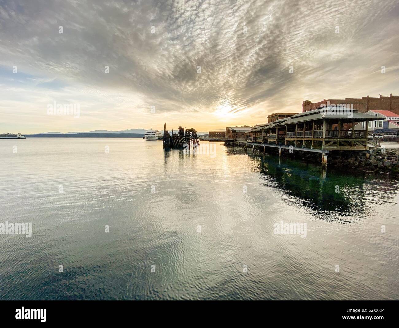 Port Townsend waterfront presso la storica città vecchia. Stato di Washington, USA Foto Stock