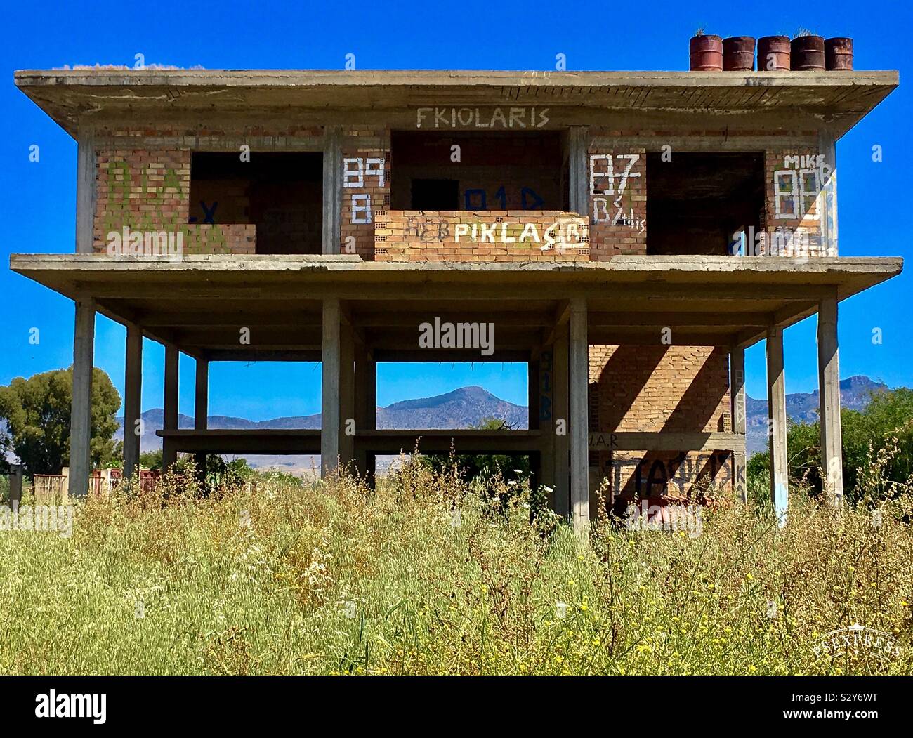 Edificio abbandonato Cipro Foto Stock