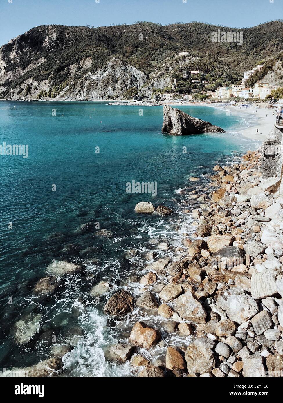Vista Monterosso al mare sulla riviera italiana Foto Stock