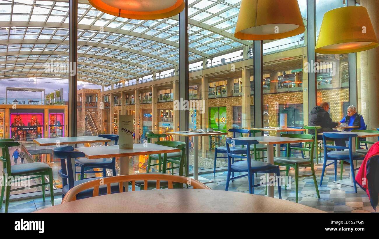 Vista da John Lewis ristorante della Westgate shopping center in Oxford Foto Stock