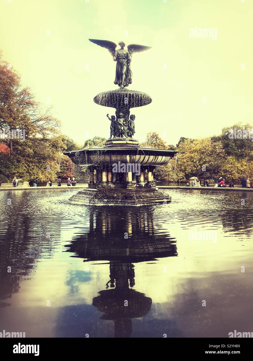 Fontana di Bethesda, al Central Park di New York City, Stati Uniti d'America. Foto Stock