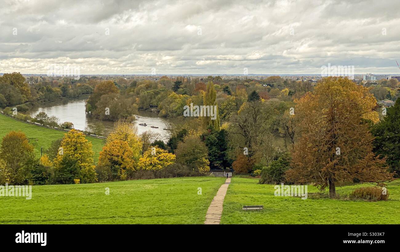 La vista da Richmond Hill del Tamigi Foto Stock