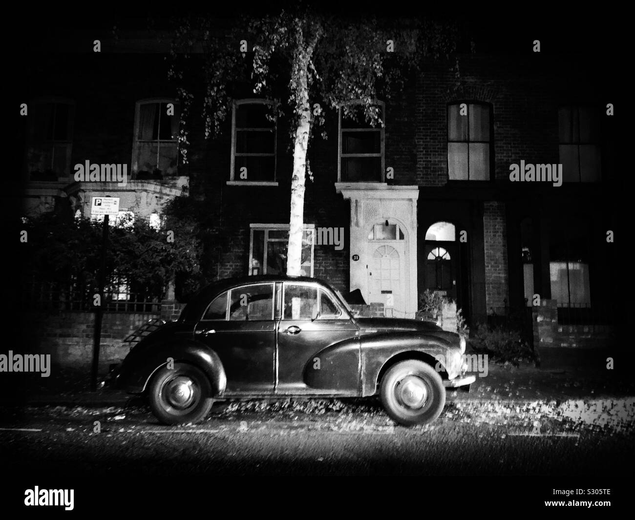 Auto d'epoca, fotografato di notte Foto Stock
