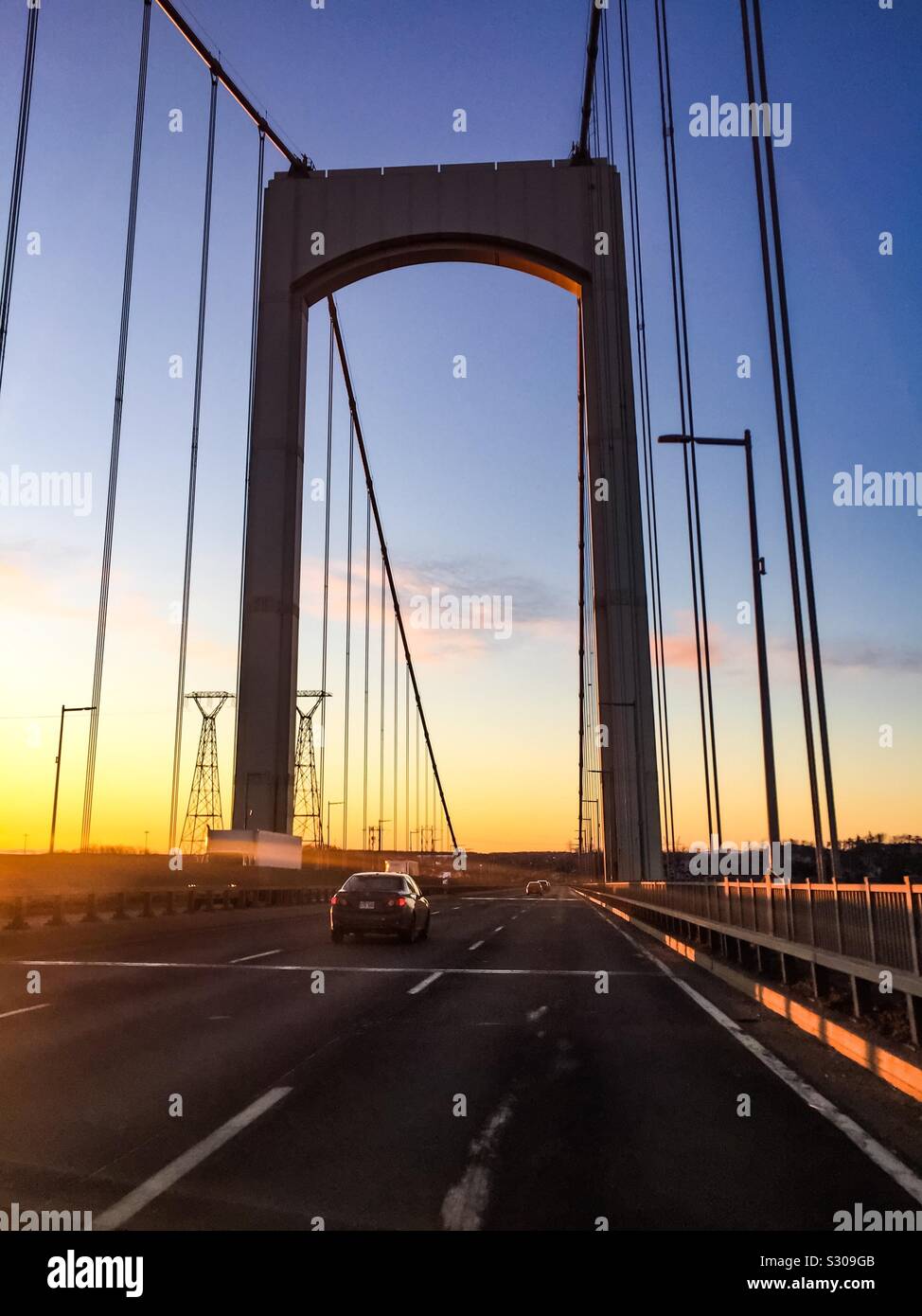 La mattina presto sul ponte, Quebec, Canada Foto Stock