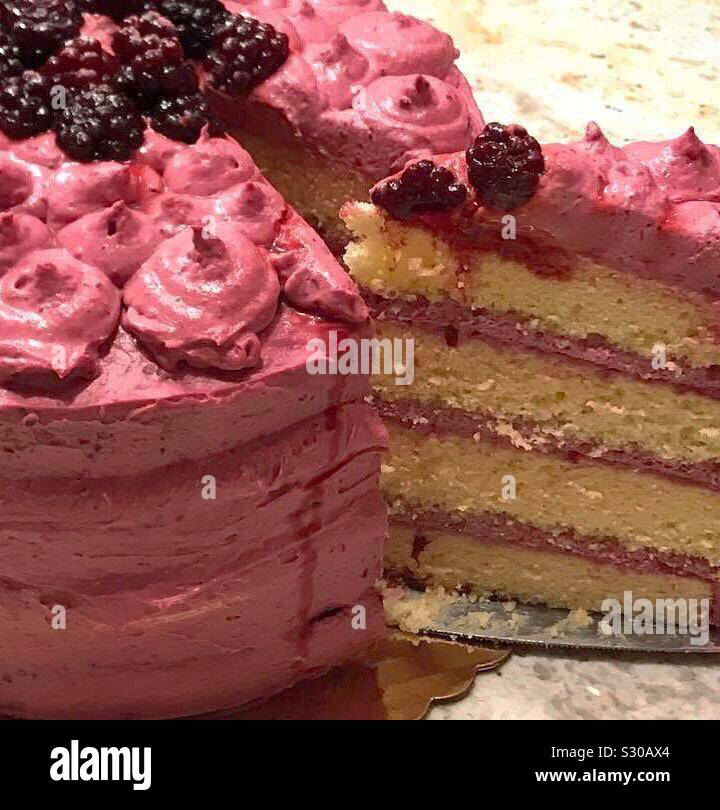 Fetta di torta di blackberry - Immagine stock catturata con smartphone