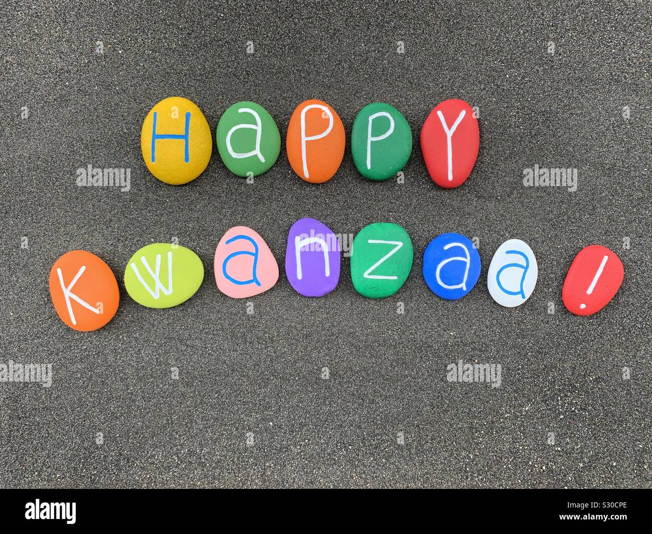 Happy Kwanzaa, celebrazione annuale negli Stati Uniti d'America in onore di eredità africana dal 26 Dicembre al 1 Gennaio Foto Stock