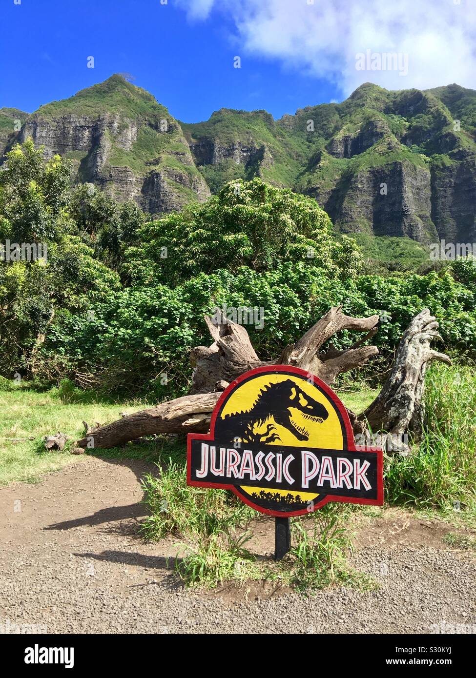 Posizione filmato per Jurassic Park a Kualoa Ranch, Oahu Hawaii Foto Stock