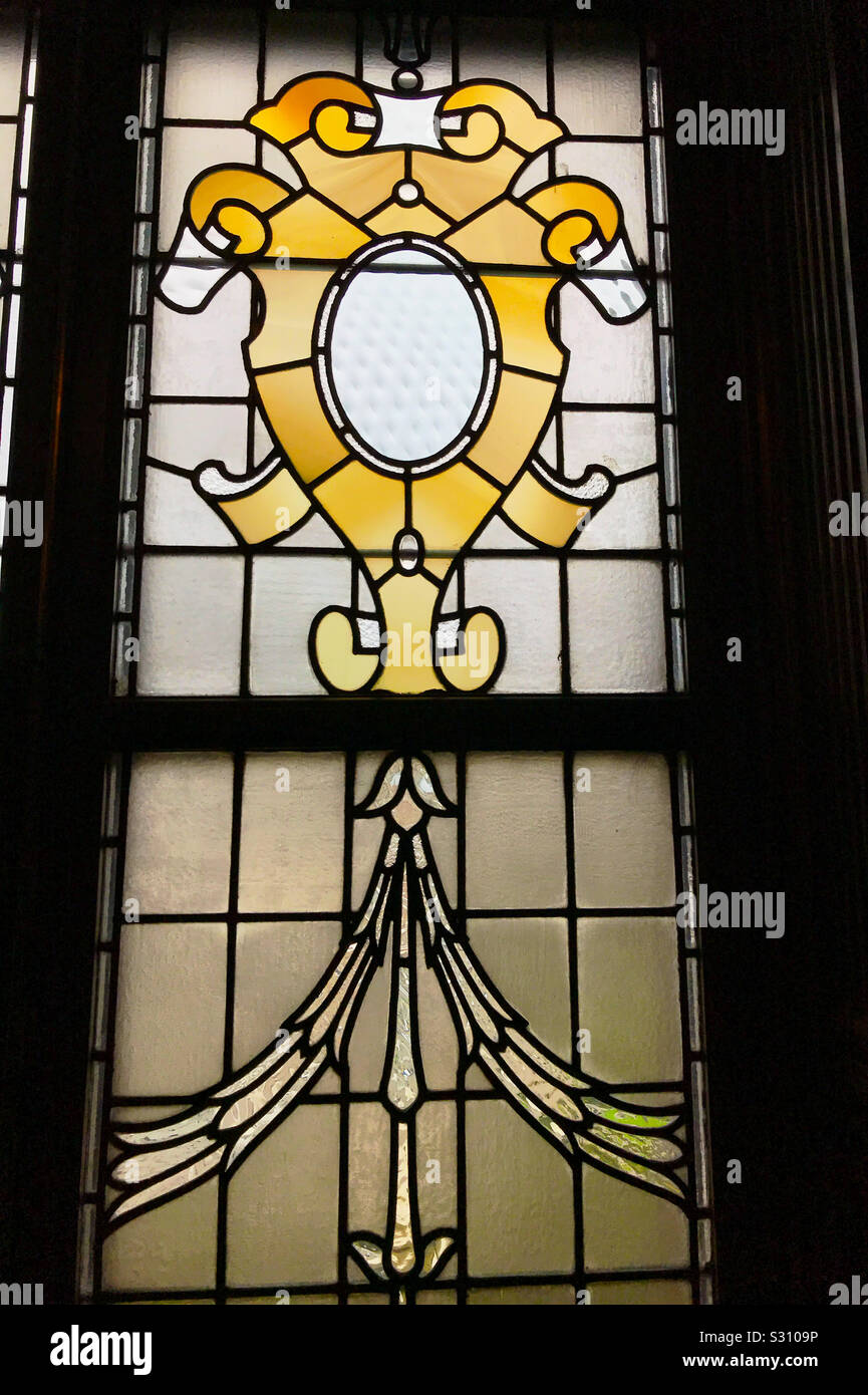 Finestra in Glasgow City Chambers. Foto Stock
