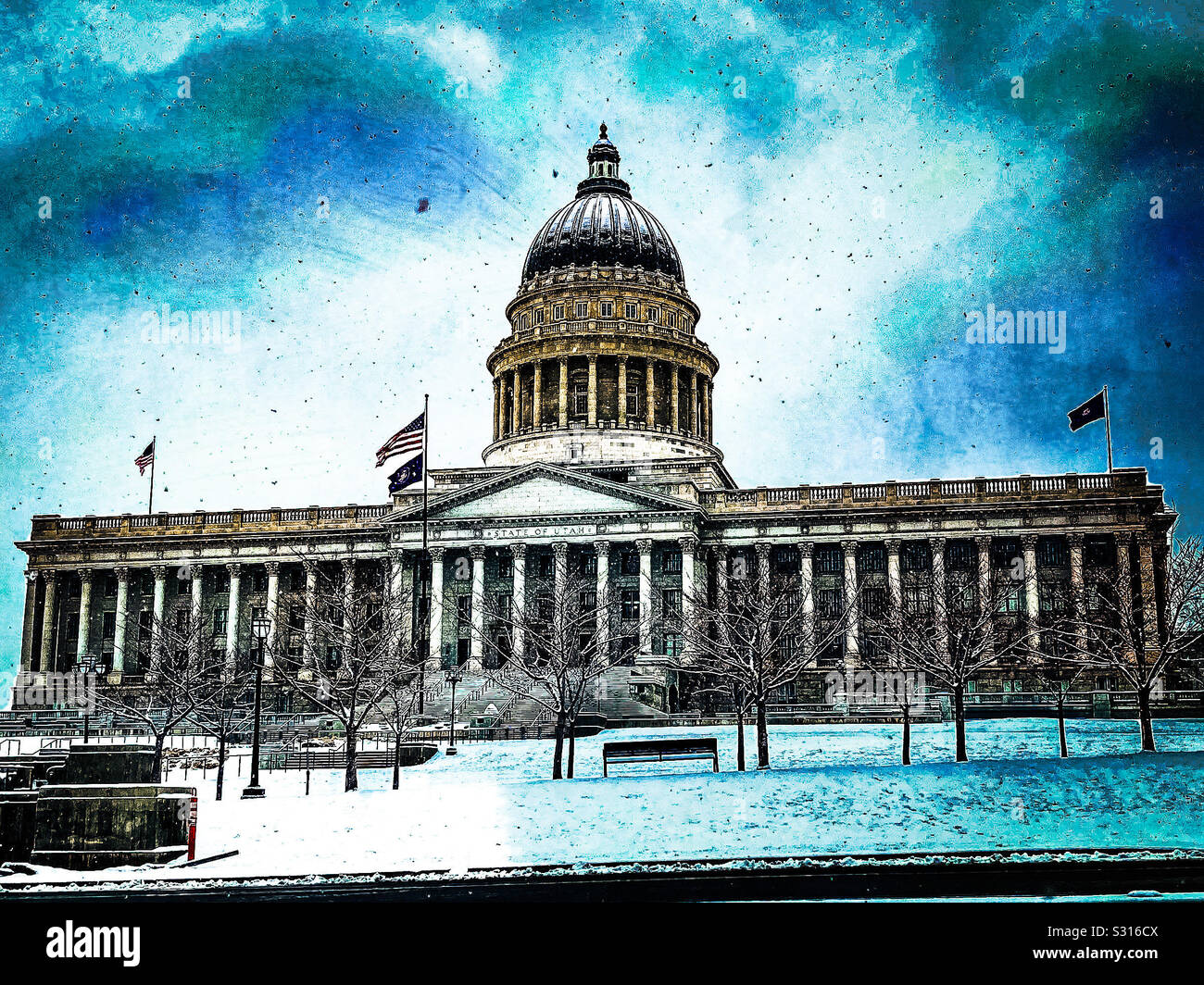 La Utah State Capitol, d'inverno. Foto Stock
