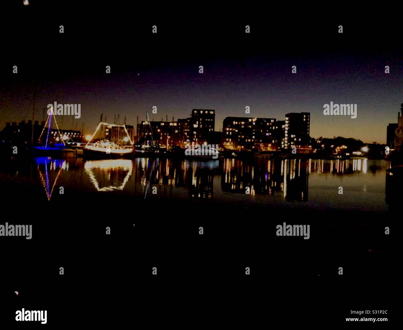 Riflessione al Lungomare di Ipswich Foto Stock