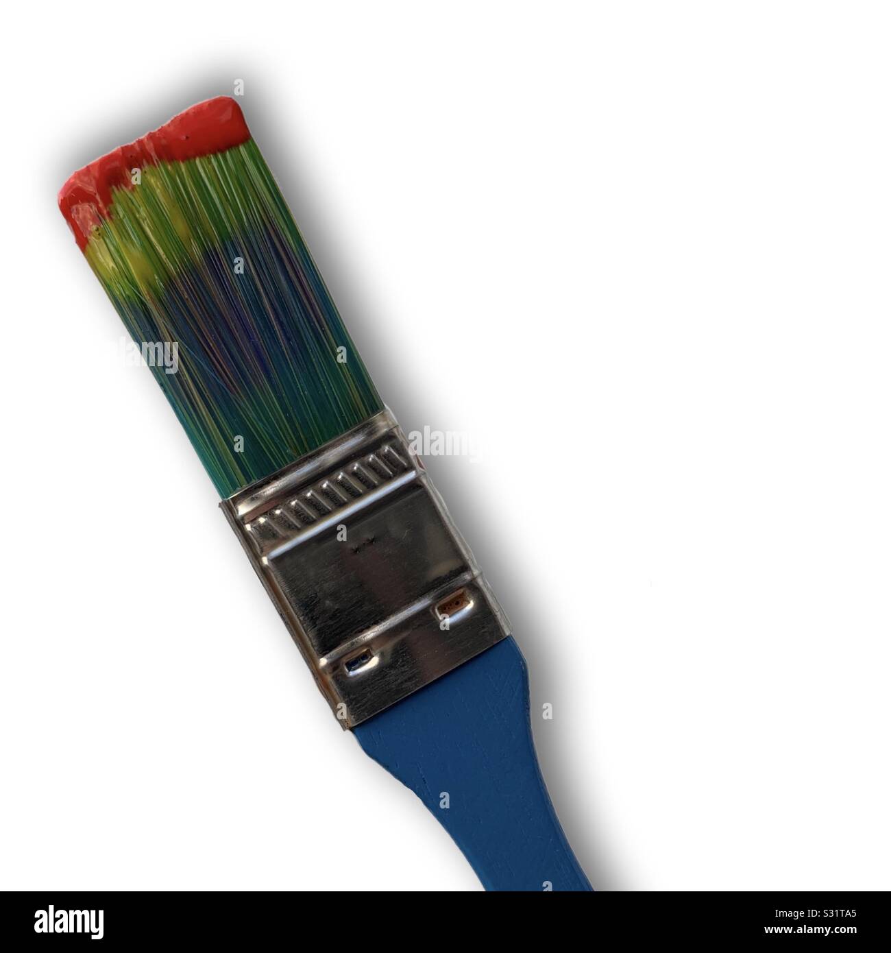 Colorato colorato spazzola di vernice con copia spazio. La decorazione o arte artisti Foto Stock