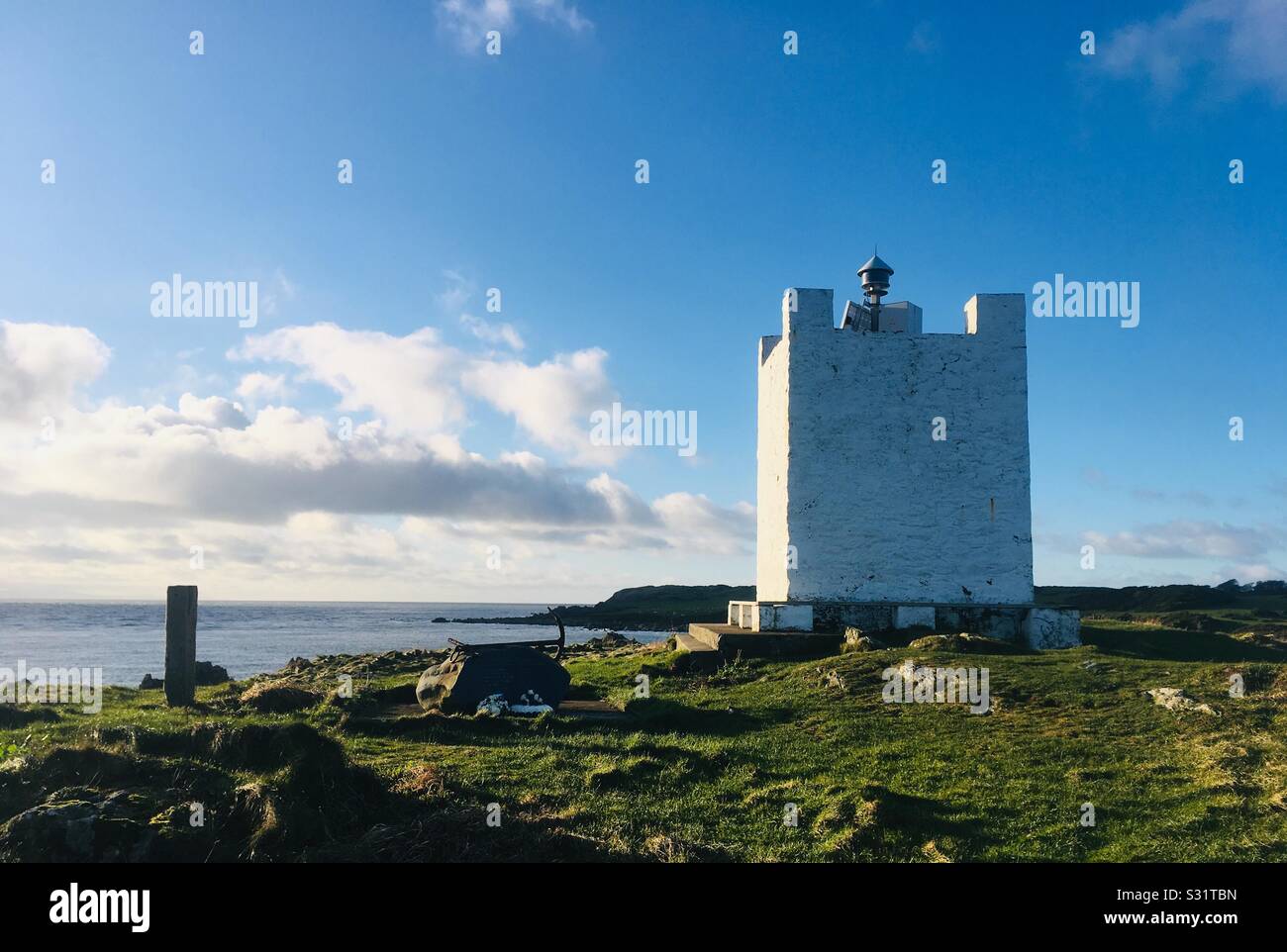 Isola di Whithorn Lighthouse, Dumfries and Galloway, Scozia Foto Stock