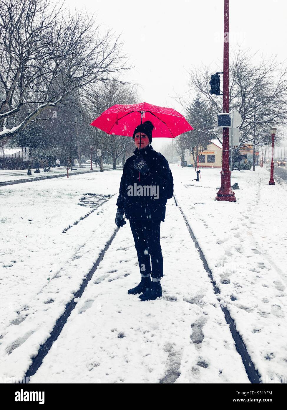 Prima neve dell'anno Foto Stock