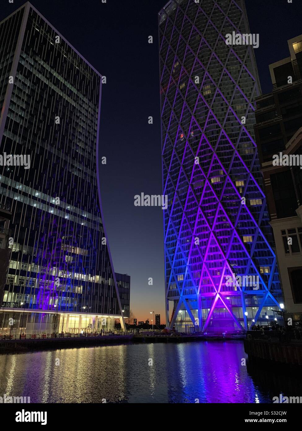Luci Invernali A Canary Wharf, Londra 2020 Foto Stock