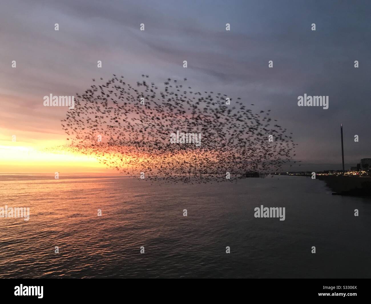 Brighton al tramonto con murmurazione stellante. Foto Stock