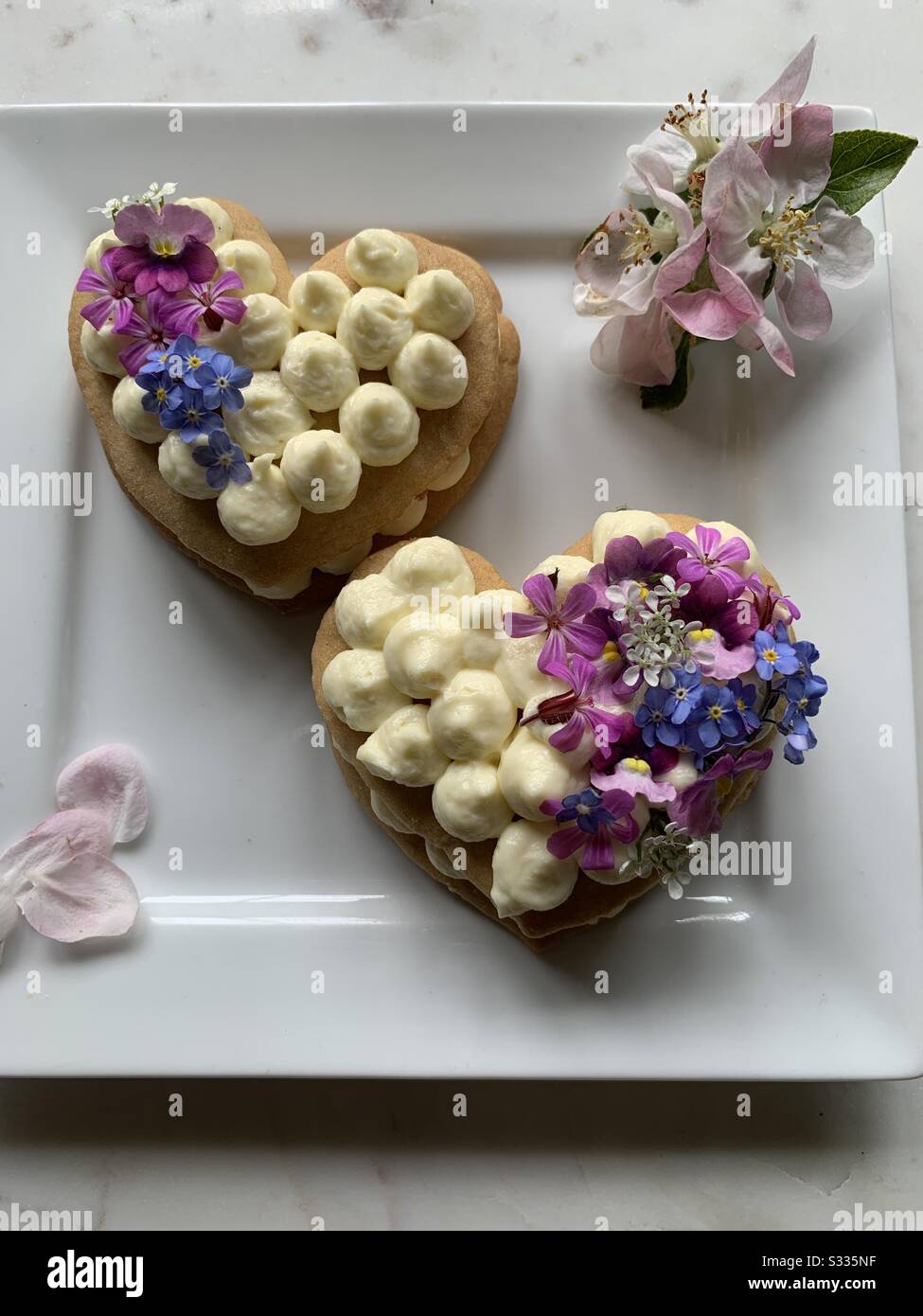 Biscotti a forma di cuore per San Valentino Foto Stock