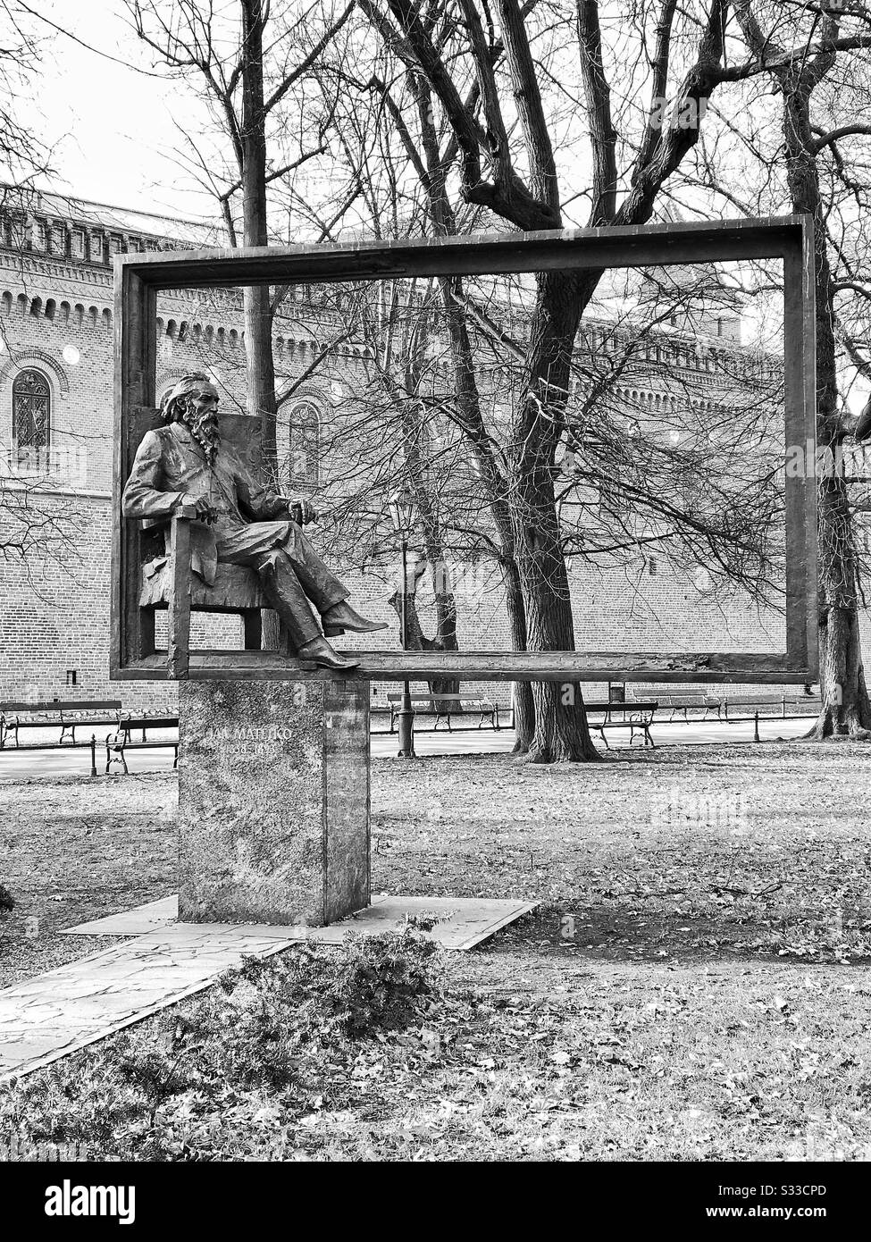 Statua di Jan Matejko a Cracovia, Polonia Foto Stock