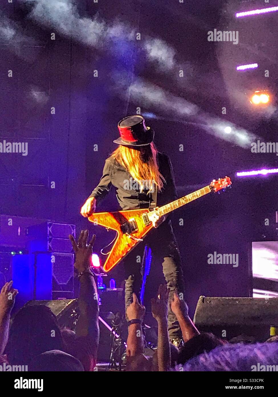 Concerto di CC Deville, concerto di Poison, 20 giugno 2018, Jacksonville, Florida - Immagine stock catturata con smartphone