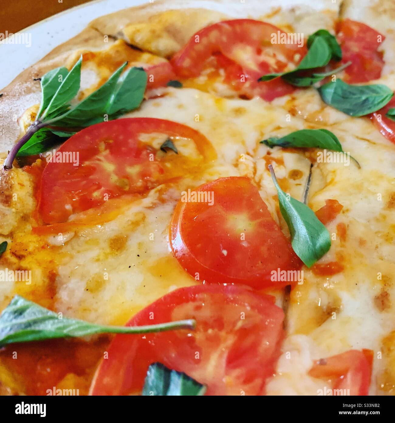 Pizza Margherita, Ristorante Italiano Lorenzo, Hyatt Ziva Resort, Cancun, Quintana Roo, Penisola Dello Yucatan, Messico - Immagine stock catturata con smartphone