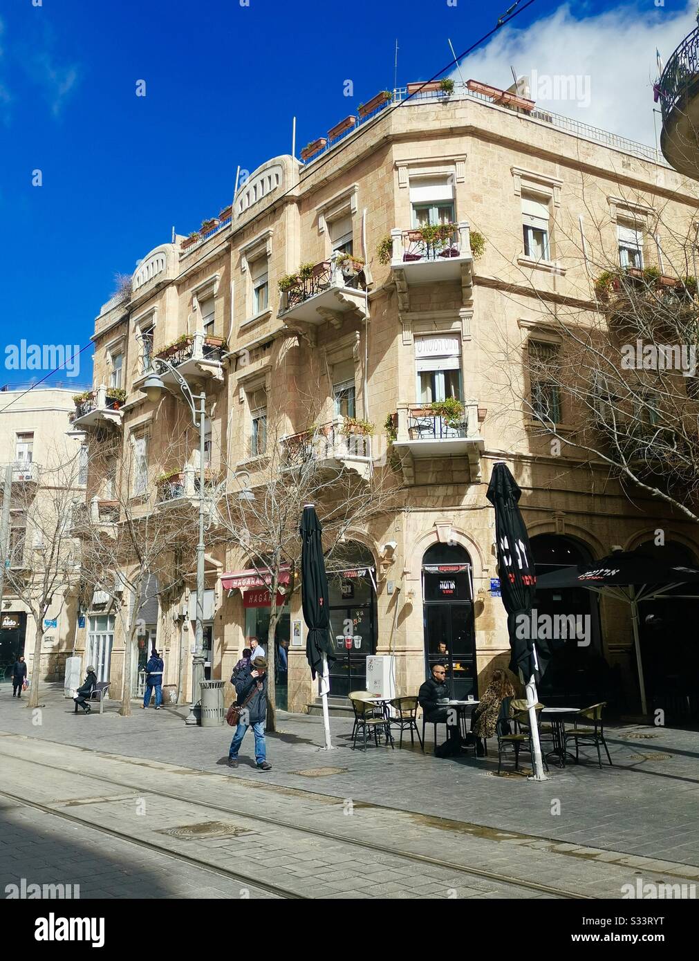 Un Bellissimo edificio del 19th secolo su via Jaffa a Gerusalemme. Foto Stock