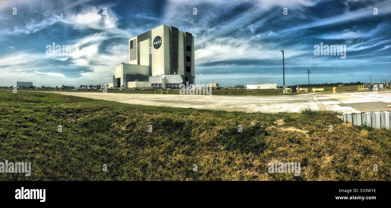 Il Vehicle Assembly Building, al Kennedy Space Centre, Florida Foto Stock