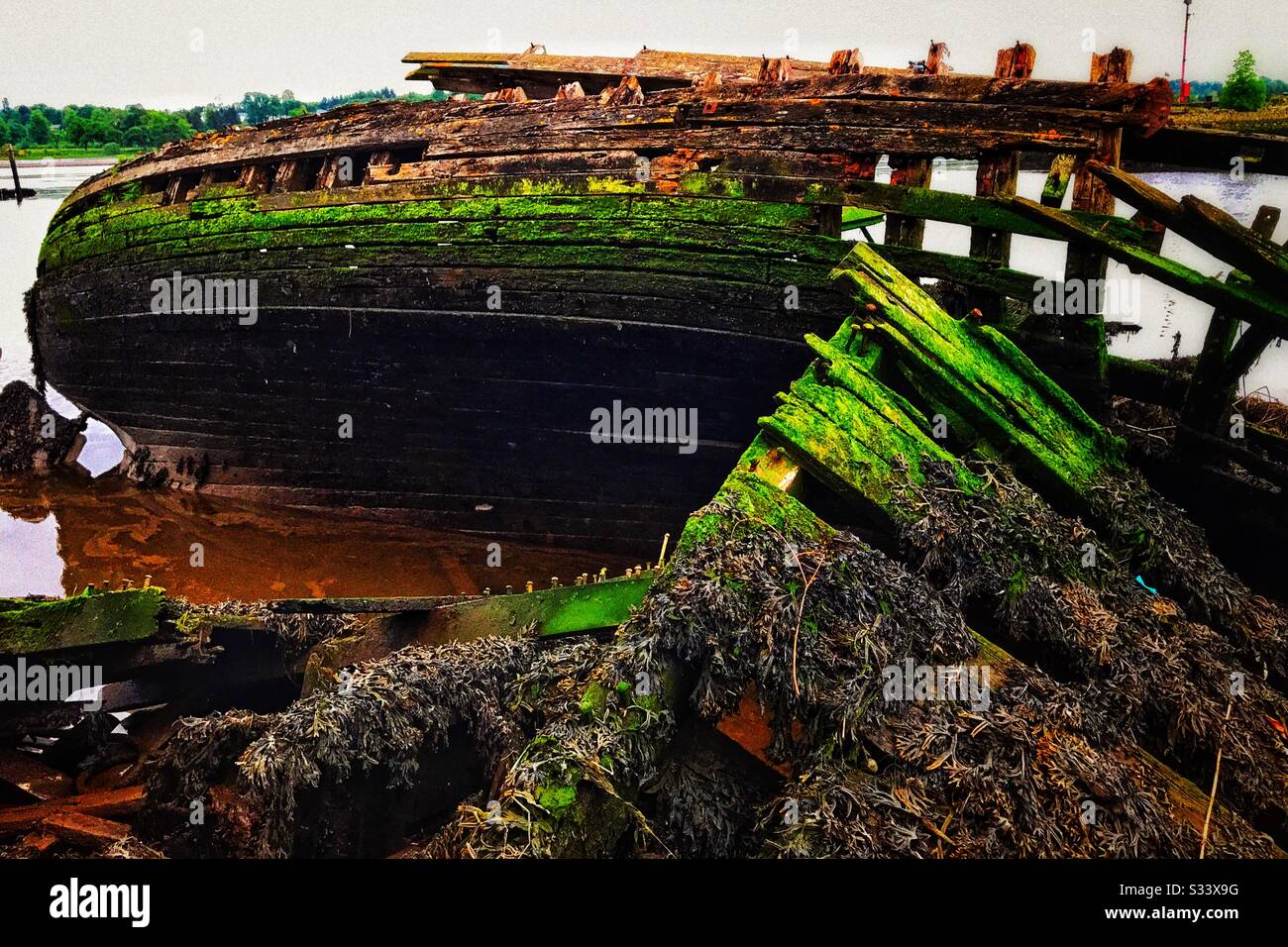 Bowling Harbor Relitti, Scozia. Foto Stock