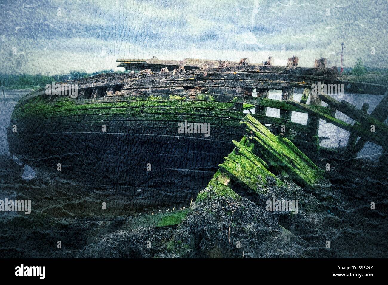 Bowling Harbor Relitti, Scozia. Foto Stock