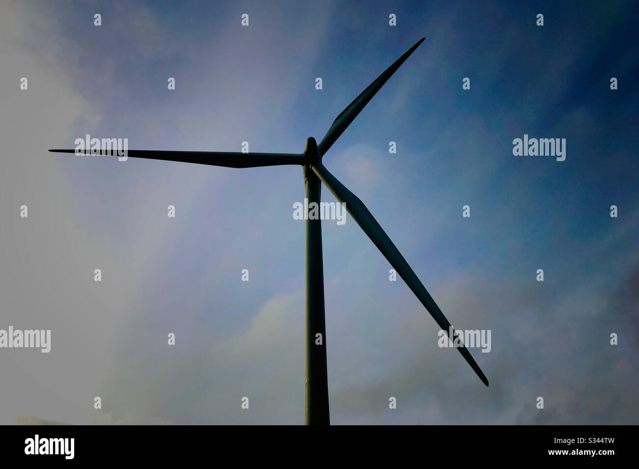 Mulino a vento a Whitelee Windfarm nella Scozia occidentale. Whitelee è il più grande parco eolico onshore del Regno Unito. Foto Stock