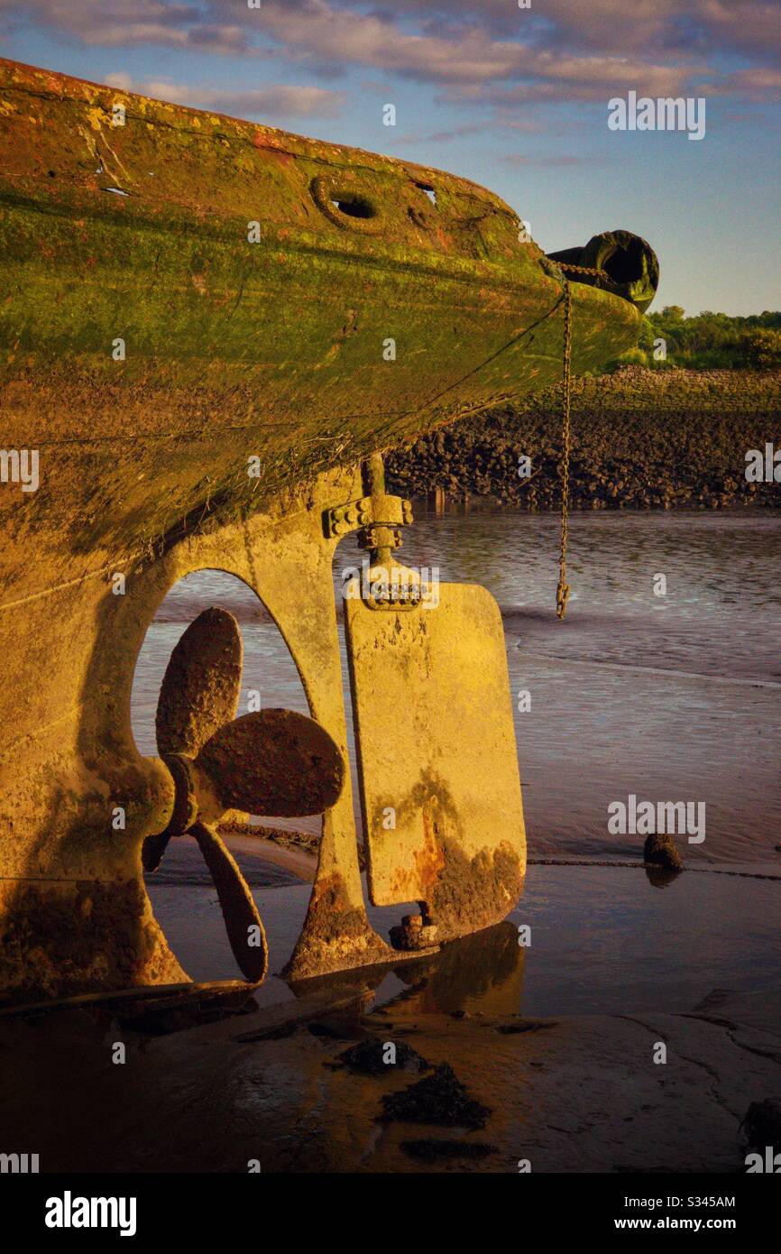 Relitti a Bowling Harbor, Clydebank, Scozia. Foto Stock
