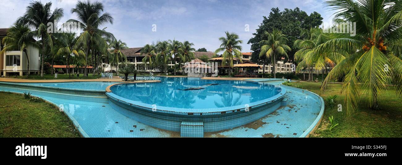 La piscina al Gem Beach Resort, Batu Rakit, Terengganu, Malesia Foto Stock